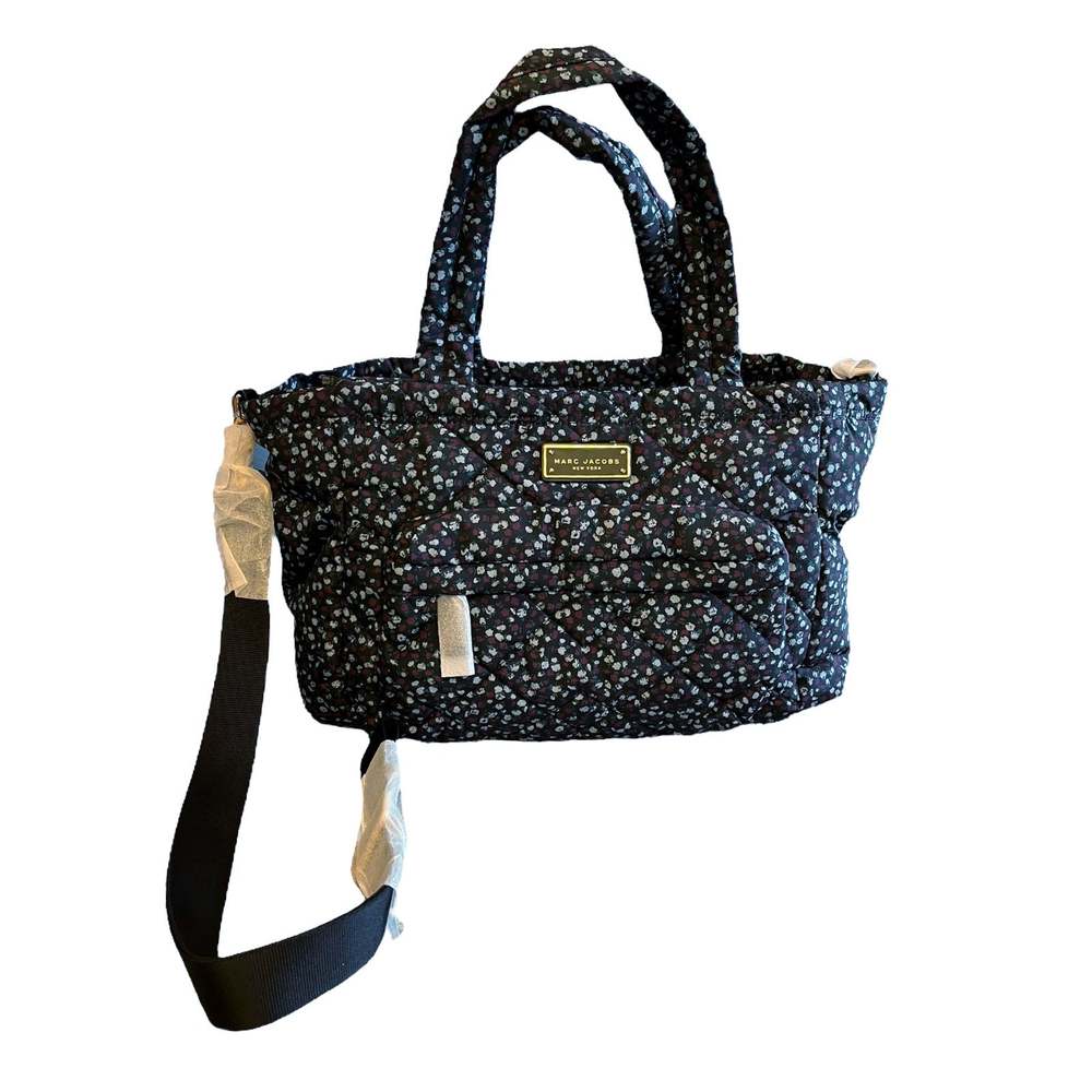 MARC JACOBS Quilted Nylon Baby Bag Floral Print Blue Mirage Large Diaper Tote - Picture 4 of 13